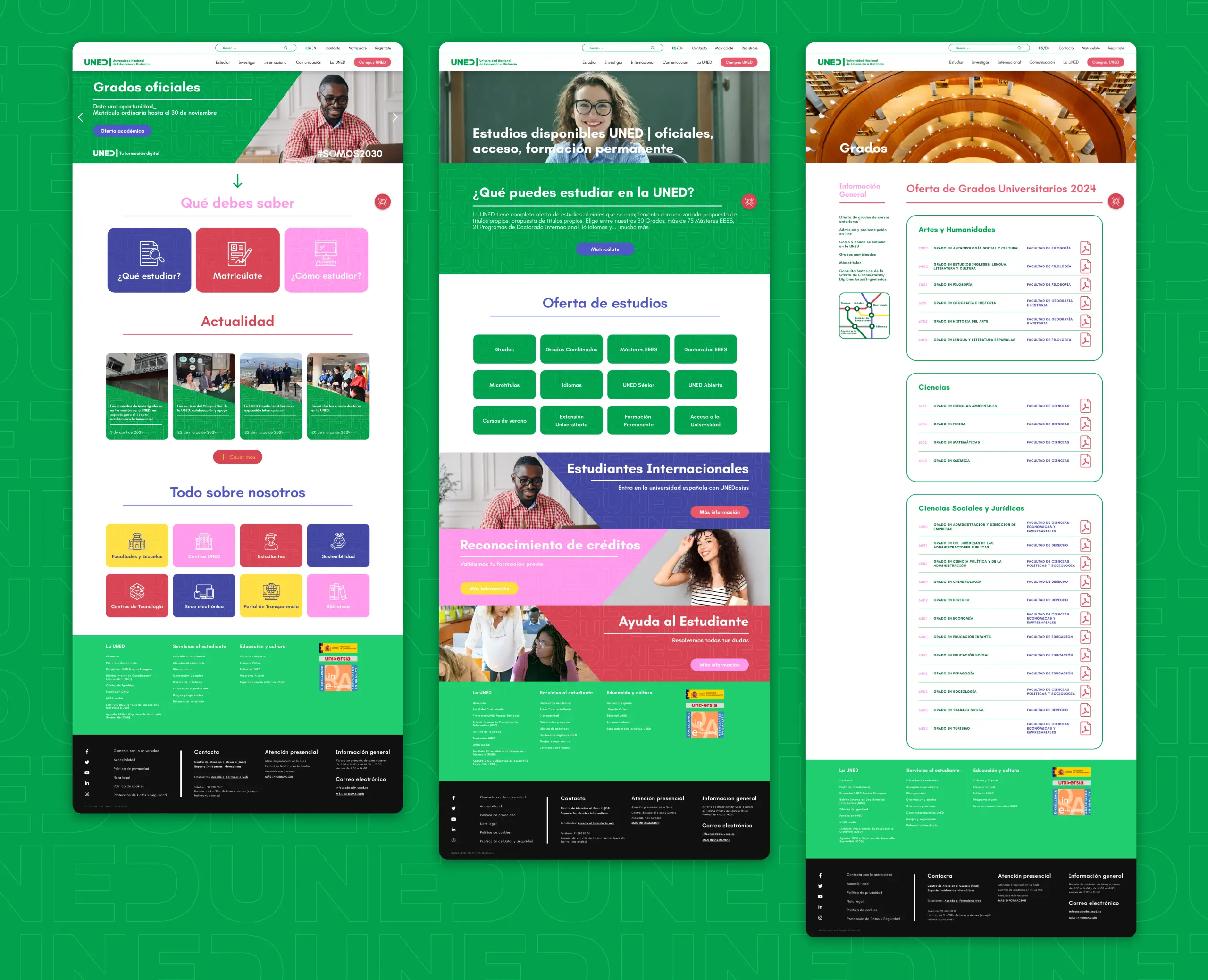 Rediseño UI de la página principal, la página de oferta de estudios y la página de oferta de grados universitarios 2024 de la UNED